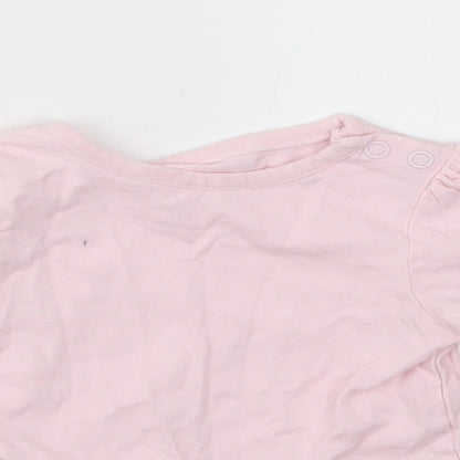 Close-up detail of Disney girls’ orange basic t-shirt, size 0-3, months