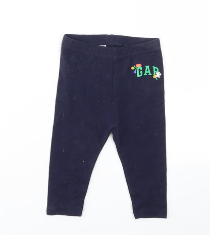Additional front view of Gap girls’ blue capri leggings, size 6-9, months