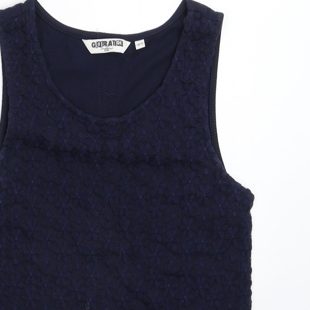 New Look Girls Blue Floral  Basic Tank Size 10-11 Years