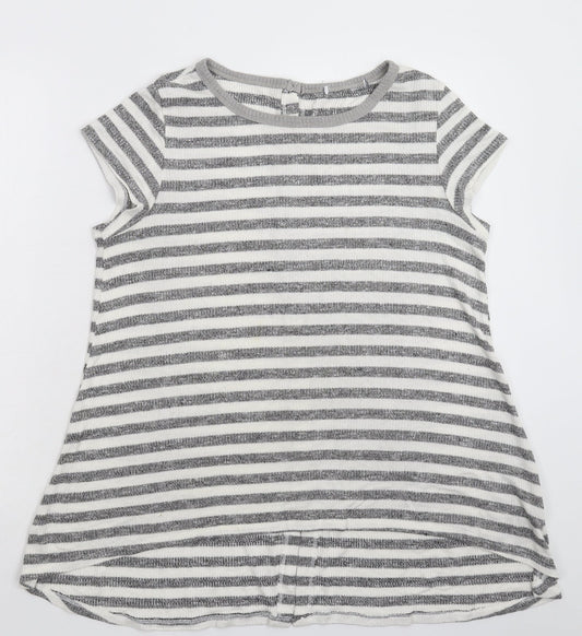 Preworn Womens Grey Striped Knit Pullover Jumper Size M
