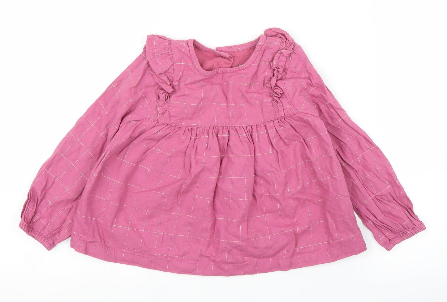 Primark Girls Purple Check  Basic Blouse Size 24 Months