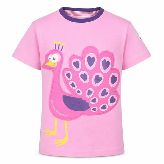 Front view of Lazy Jacks girls’ pink basic t-shirt, size 7, years