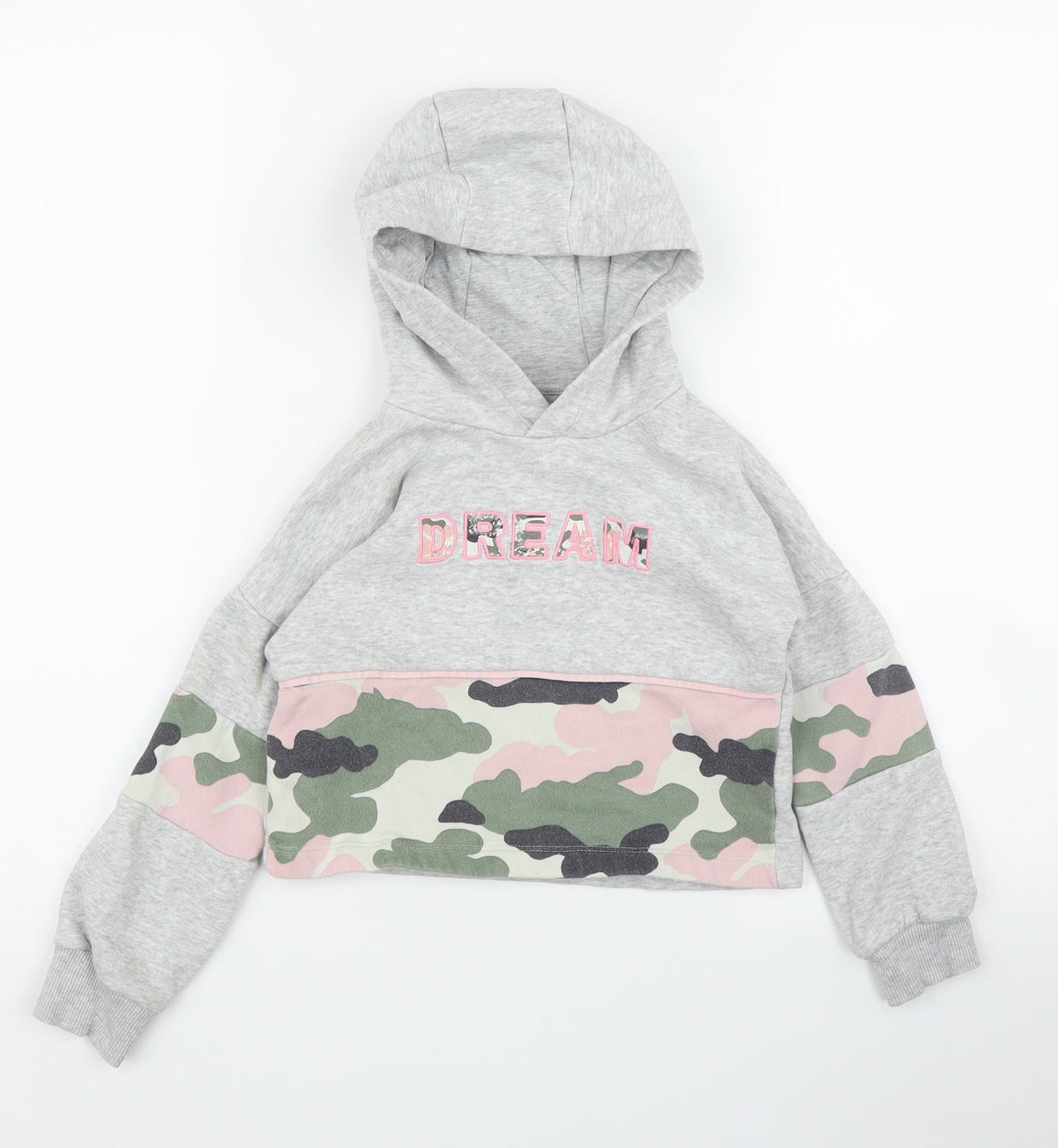 F&F Girls Grey Camouflage  Pullover Hoodie Size 5 Years
