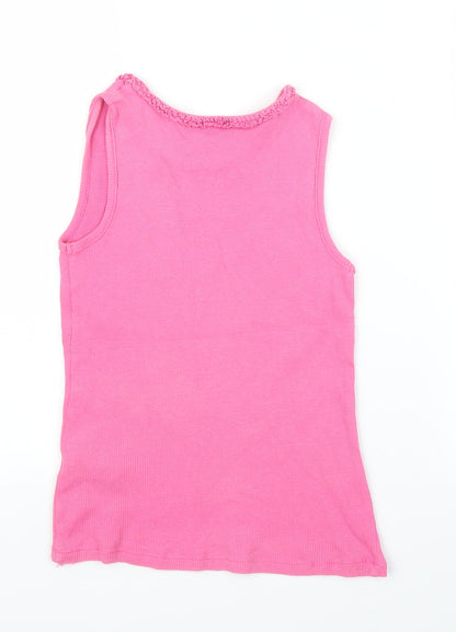 Back view of George girls’ pink basic tank, size 8-9, years
