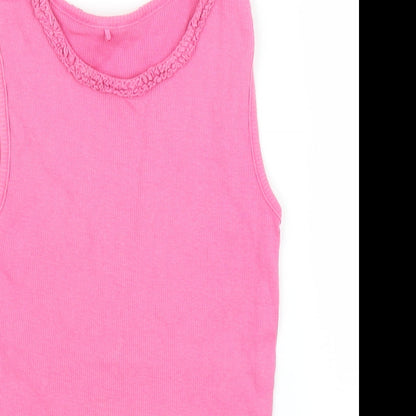 Close-up detail of George girls’ pink basic tank, size 8-9, years