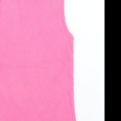 Brand and care label for George girls’ pink basic tank, size 8-9, years