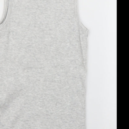 Brand and care label for George girls’ grey basic tank, size 8, years