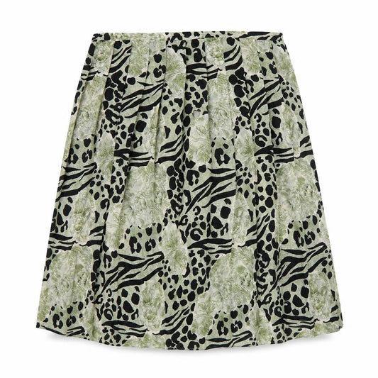 Profiles Womens Green Animal Print  Pleated Skirt Size 16  - Leopard print
