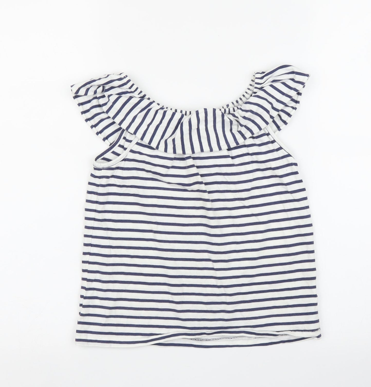 NEXT Girls White Striped  Basic T-Shirt Size 7 Years
