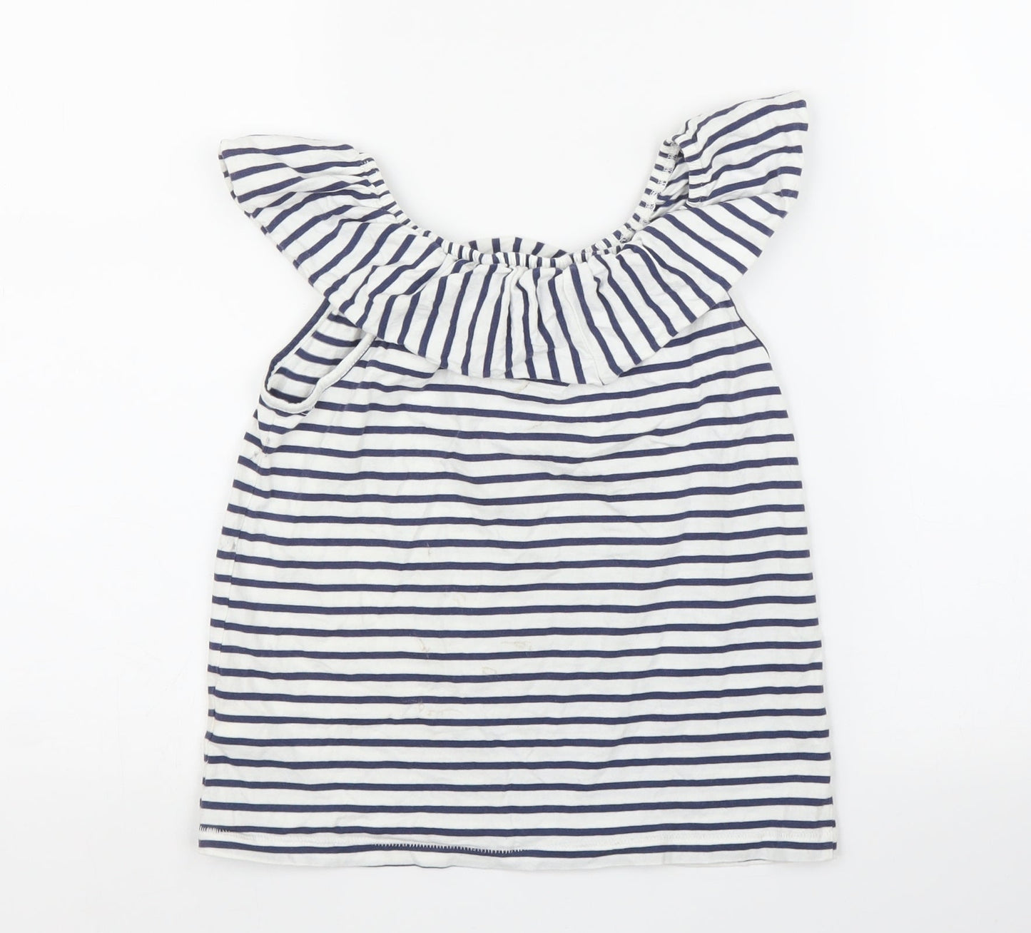 NEXT Girls White Striped  Basic T-Shirt Size 7 Years