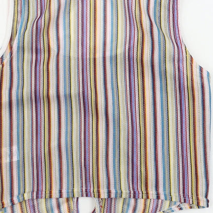 Brand and care label for Missguided women’s pink striped basic t-shirt, size UK 8