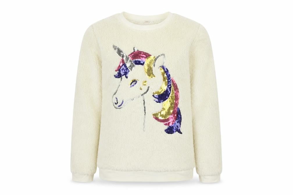 TU Boys Beige   Pullover Jumper Size 13 Years  - Sequin Unicorn