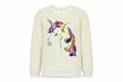 Tu Boys Beige   Pullover Jumper Size 13 Years  - Sequin Unicorn