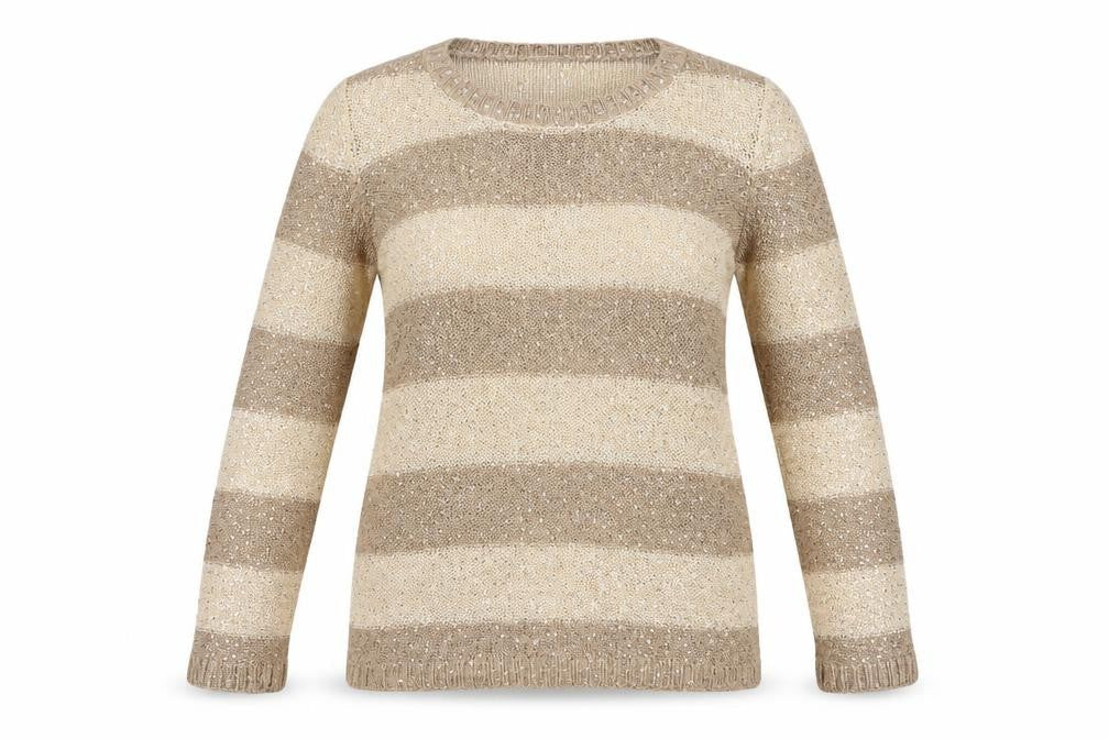 F&F Womens Beige Striped  Pullover Jumper Size 14