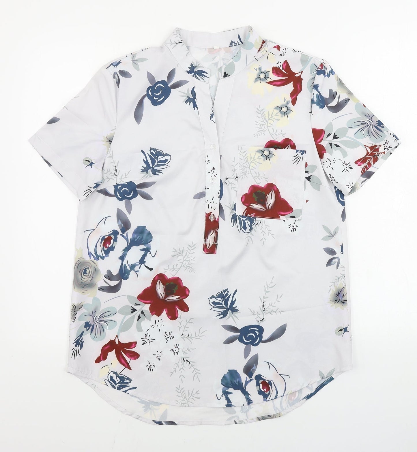 Preworn  Womens Grey Floral  Basic Button-Up Size S