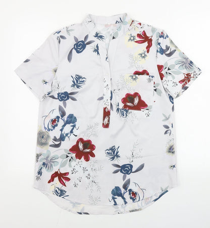 Preworn  Womens Grey Floral  Basic Button-Up Size S