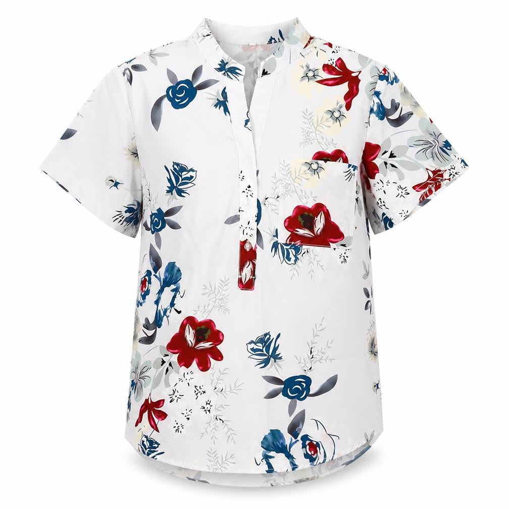 Preworn  Womens Grey Floral  Basic Button-Up Size S