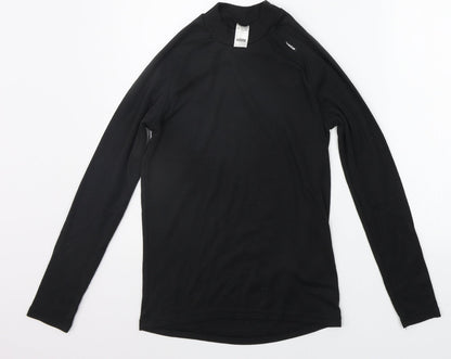 Additional front view of Decathlon girls’ black basic t-shirt, size S