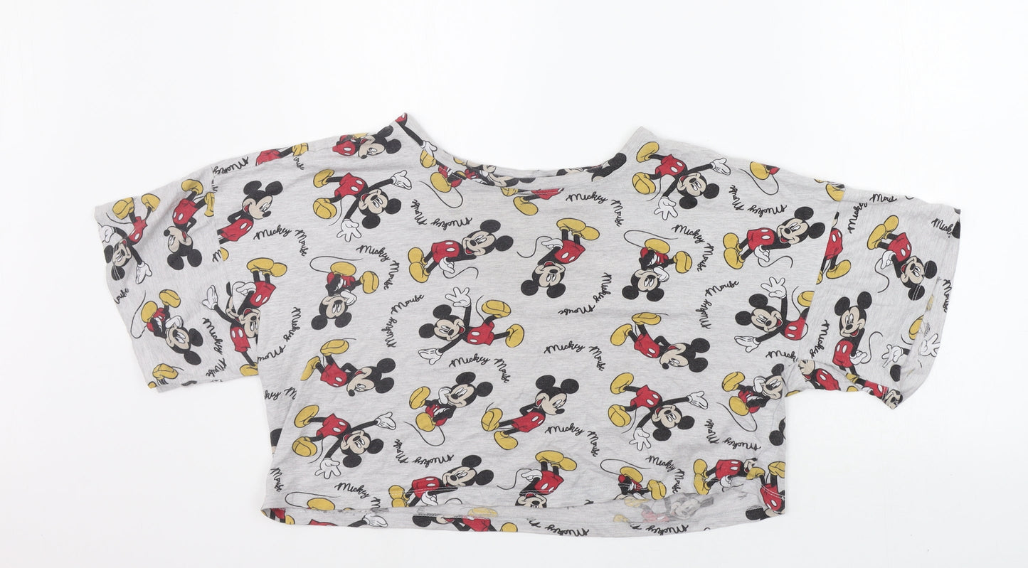 LOVE TO LOUNGE Womens Grey Floral  Top Pyjama Top Size S  - micky mouse