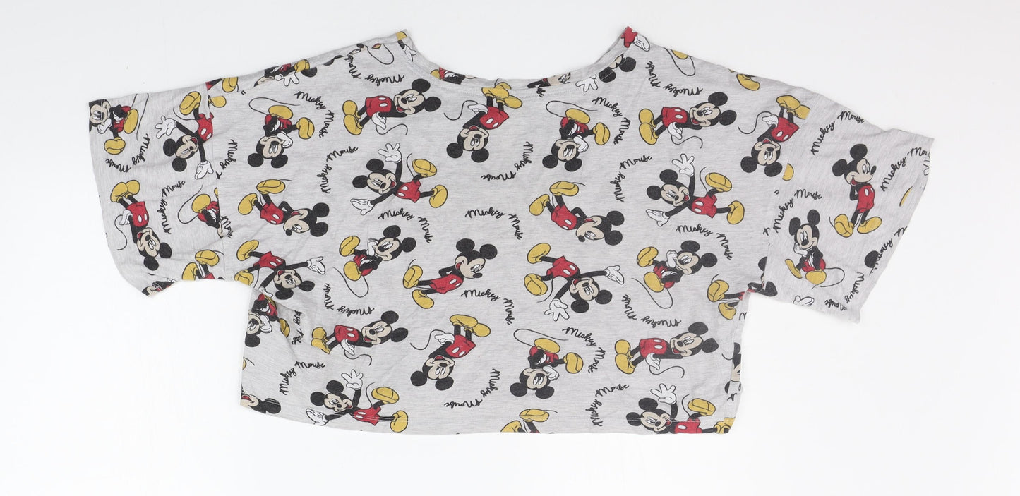 LOVE TO LOUNGE Womens Grey Floral  Top Pyjama Top Size S  - micky mouse