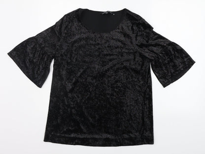 Capsule Womens Black Basic T-Shirt Size 10 - Glitter Detail