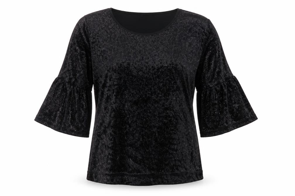 Capsule Womens Black Basic T-Shirt Size 10 - Glitter Detail