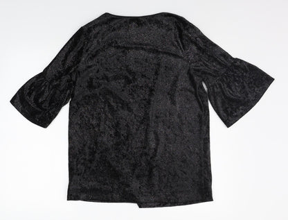 Capsule Womens Black Basic T-Shirt Size 10 - Glitter Detail