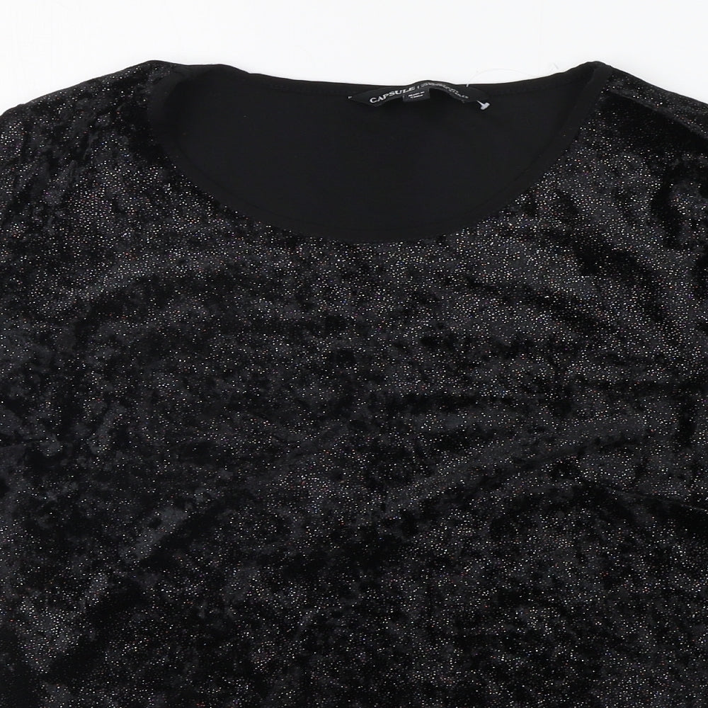 CAPSULE Womens Black   Basic T-Shirt Size 10  - Glitter Detail
