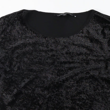 Capsule Womens Black Basic T-Shirt Size 10 - Glitter Detail