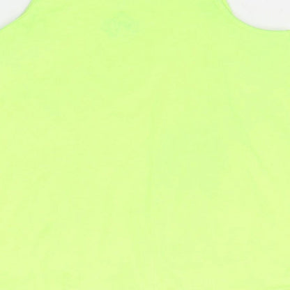 Brand and care label for F&F girls’ green basic tank, size 8-9, years