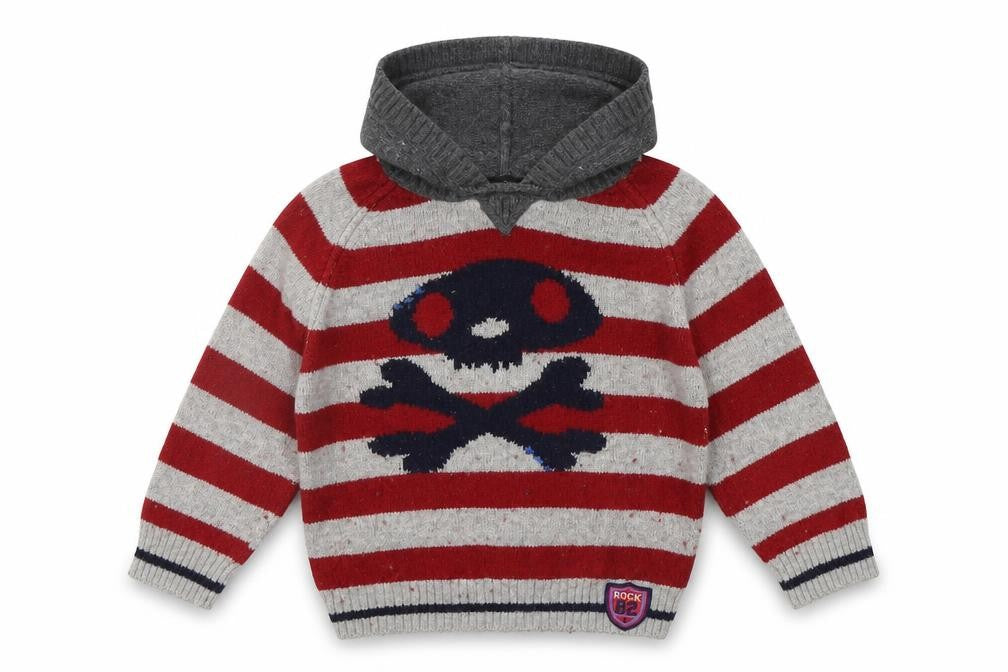 Next Boys Red Striped  Pullover Hoodie Size 2-3 Years