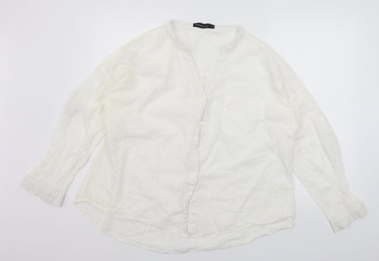 Celmia Womens White   Basic Button-Up Size 3XL