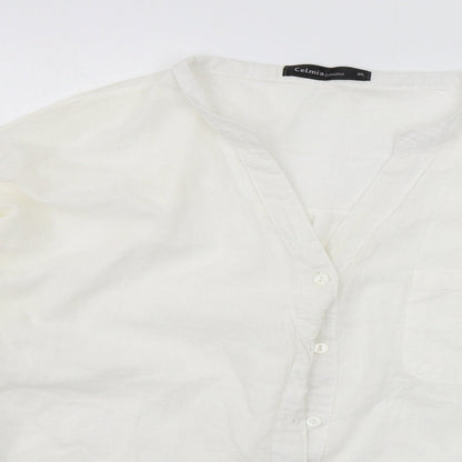 Celmia Womens White   Basic Button-Up Size 3XL