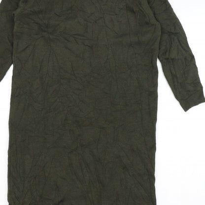 Brand and care label for Atmosphere women’s green jumper, size UK 8
