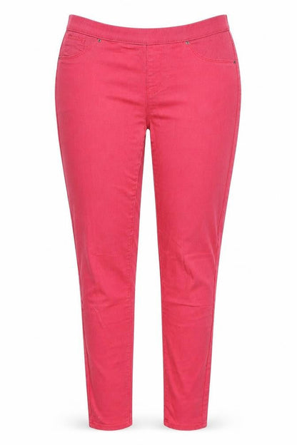 Front view of Denim Co women’s pink jegging jeans, size UK 12, 30-inch leg