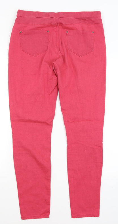 Back view of Denim Co women’s pink jegging jeans, size UK 12, 30-inch leg