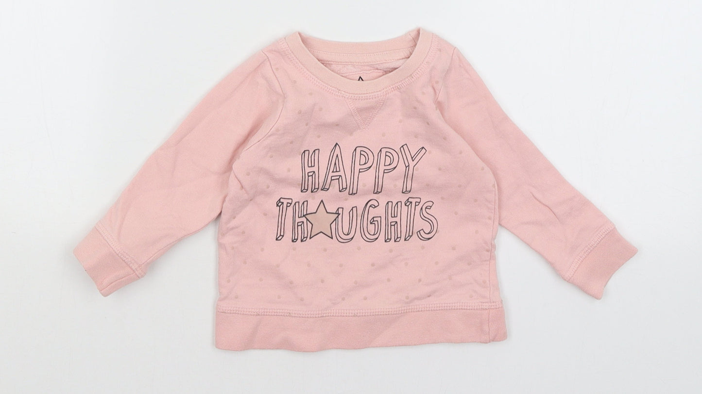 Young Dimension Baby Pink Spotted  Pullover Jumper Size 12-18 Months  - Happy Thoughts