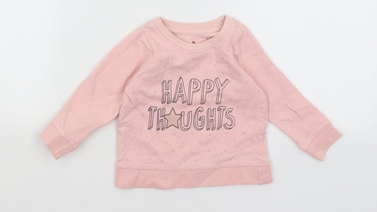 Young Dimension Baby Pink Spotted  Pullover Jumper Size 12-18 Months  - Happy Thoughts