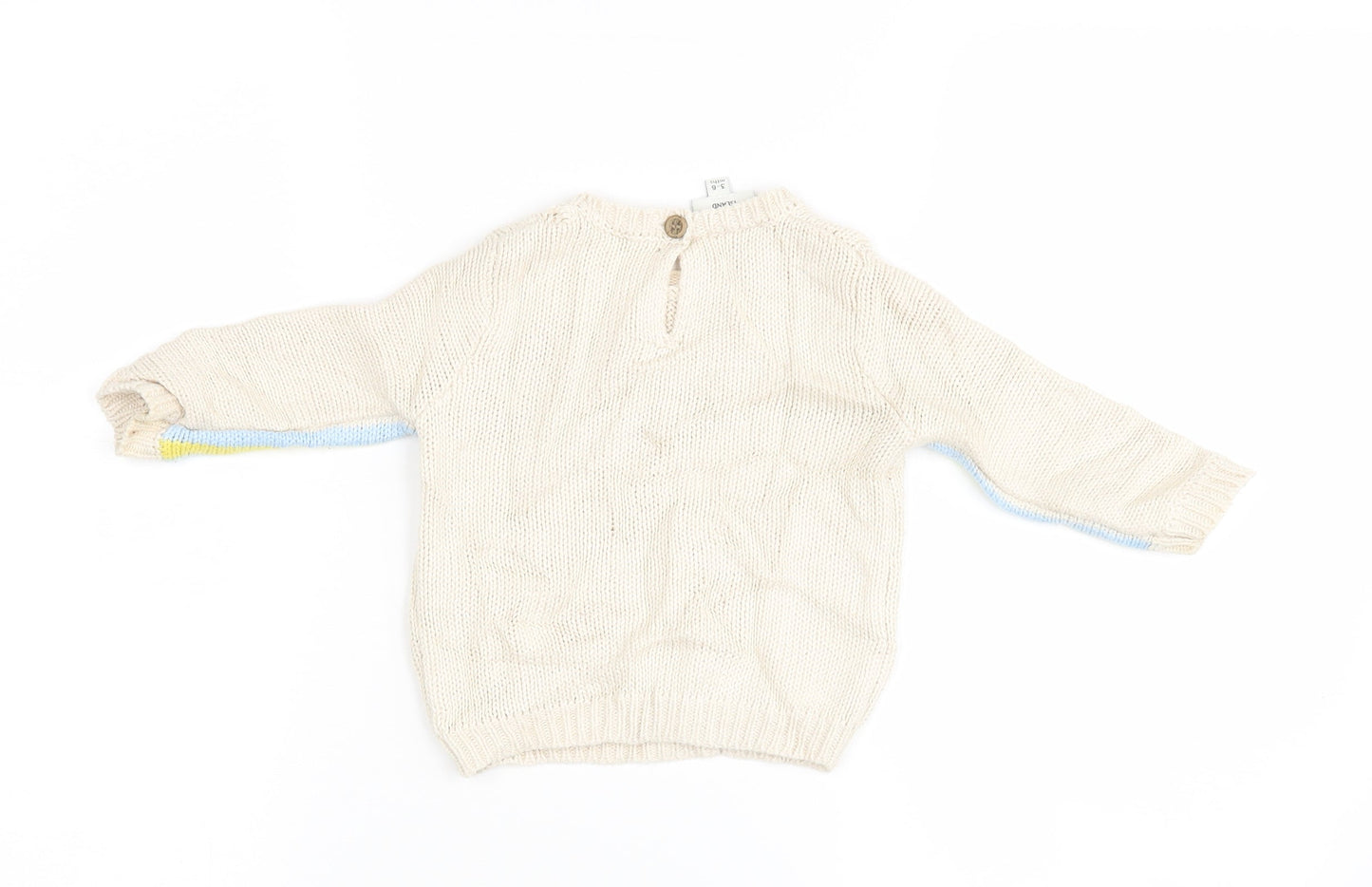 River Island Boys Ivory Striped  Henley Jumper Size 3-6 Months