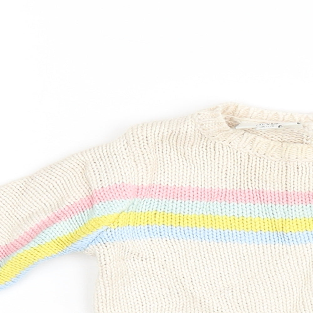 River Island Boys Ivory Striped  Henley Jumper Size 3-6 Months