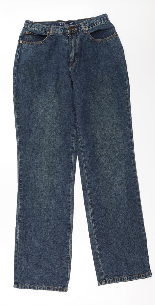 Preloved Outline Womens Blue  Denim Straight Jeans Size 10 L30 in - Front