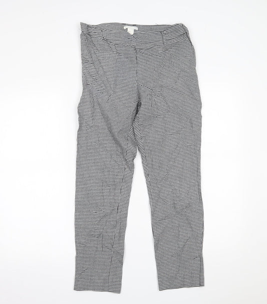 H&M Womens Black Houndstooth  Trousers  Size 10 L23 in
