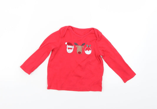 F&F Baby Red Geometric  Basic T-Shirt Size 6-9 Months