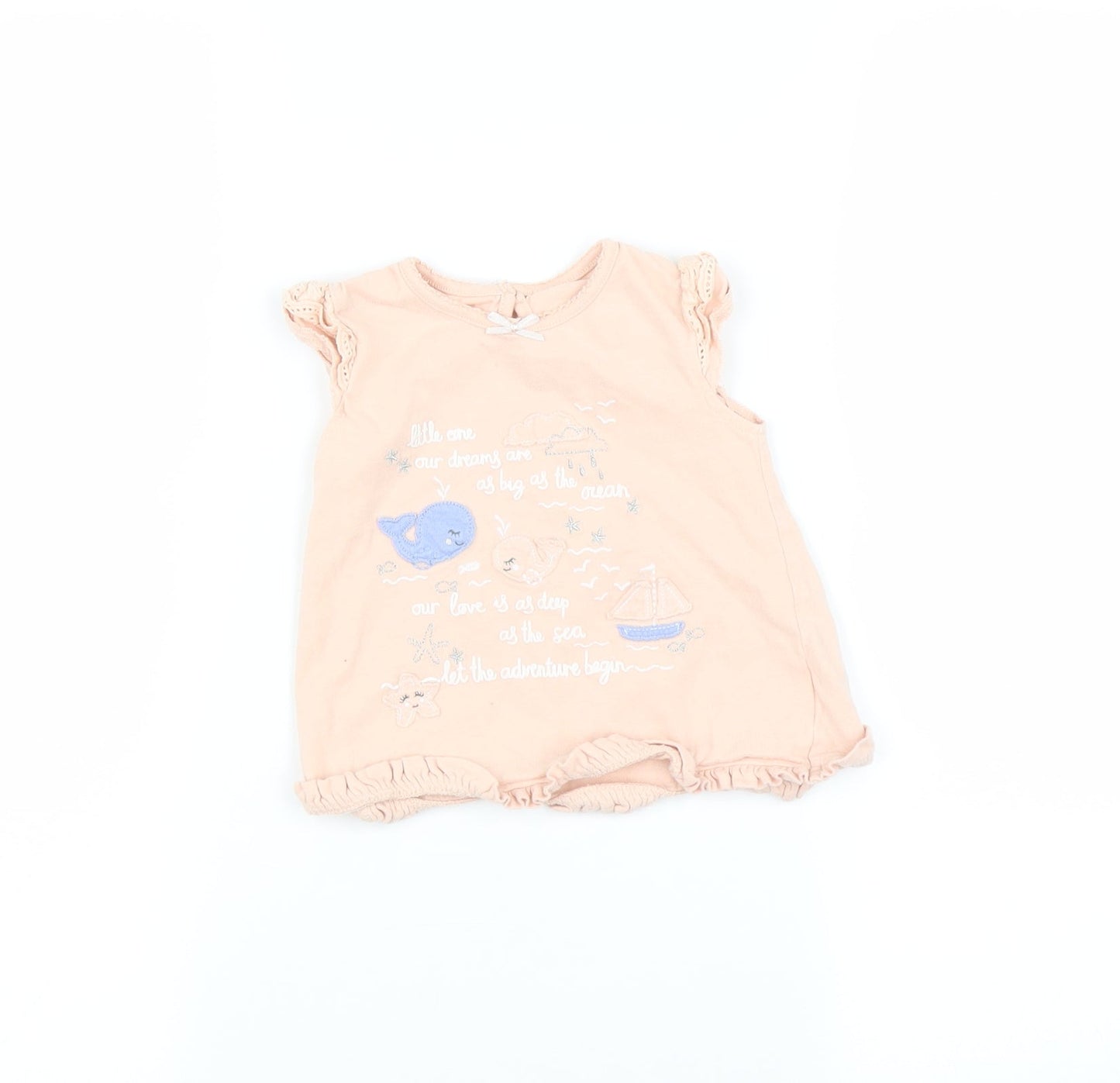 George Baby Pink   Basic T-Shirt Size 6-9 Months  - Bird print