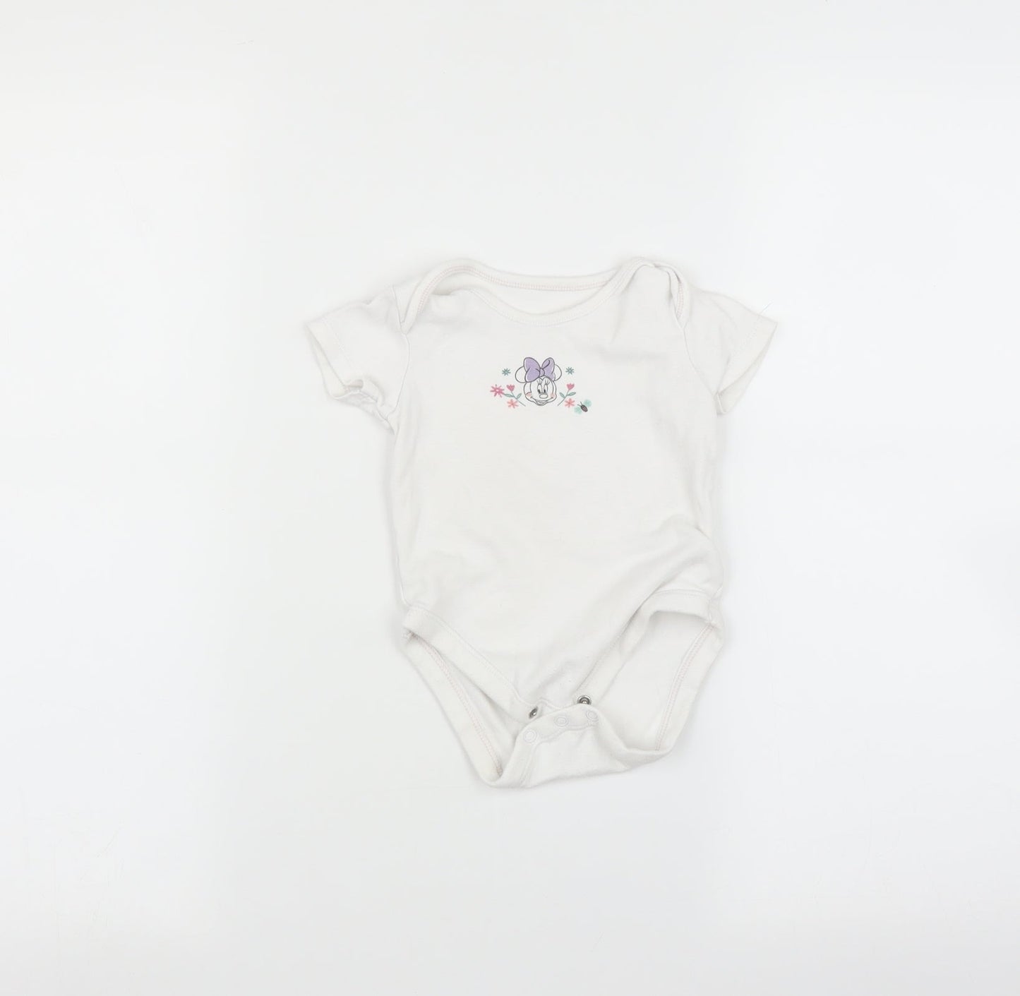 George Baby White   Babygrow One-Piece Size 9-12 Months  - Minnie Mouse