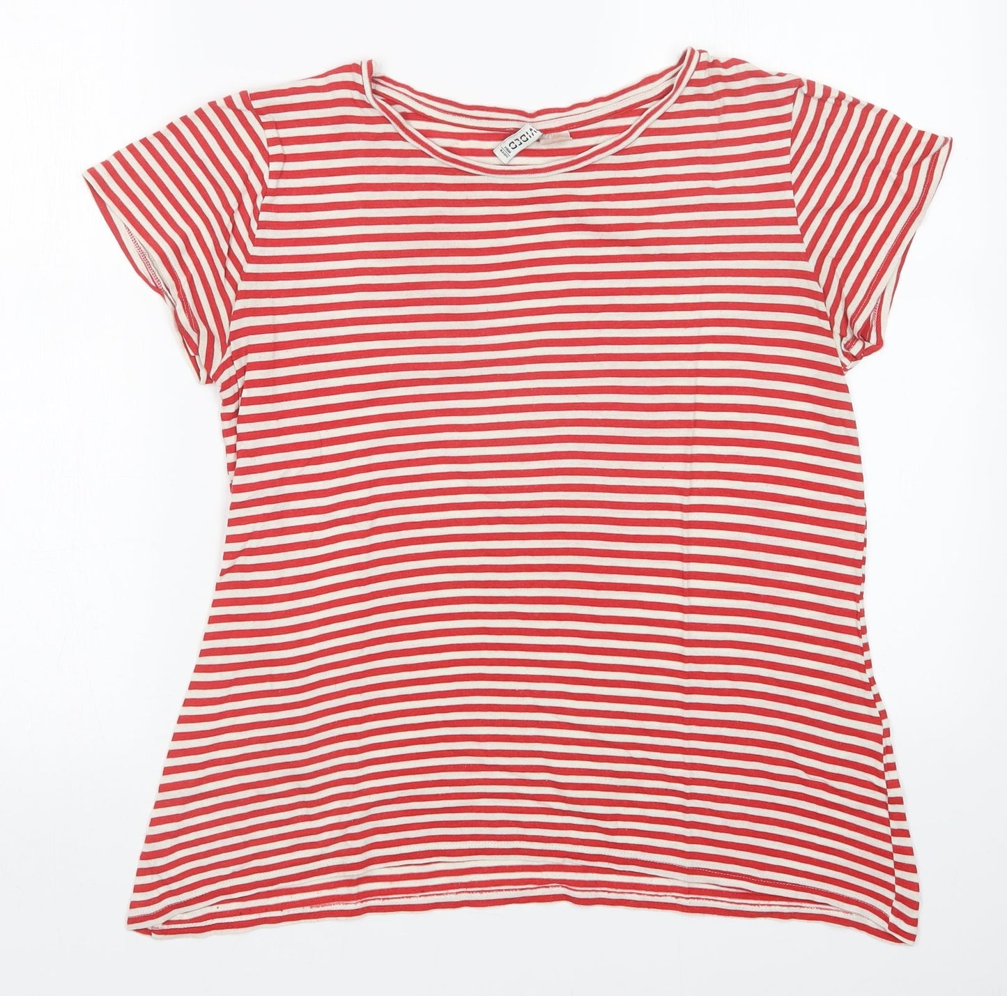 H&M Womens Red Striped  Basic T-Shirt Size L