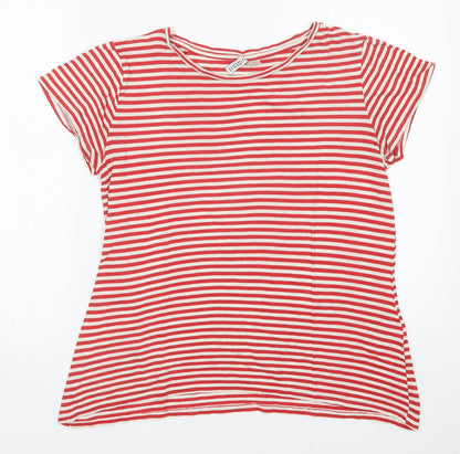 Preloved H&M Womens Red Striped  Basic T-Shirt Size L - Front
