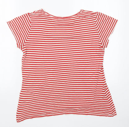 Preloved H&M Womens Red Striped  Basic T-Shirt Size L - Back