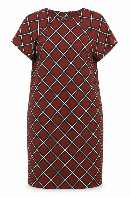 Marks & Spencer Womens Brown Check  Pencil Dress  Size 14
