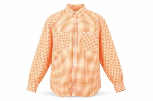 New Look Mens Orange Check   Button-Up Size L